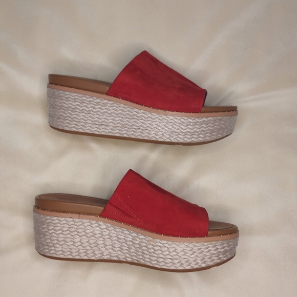 Fitflop Suede Espadrille Platform Wedges Boho Moto Micro Studs Casual Comfy Sz 7 - Picture 8 of 11